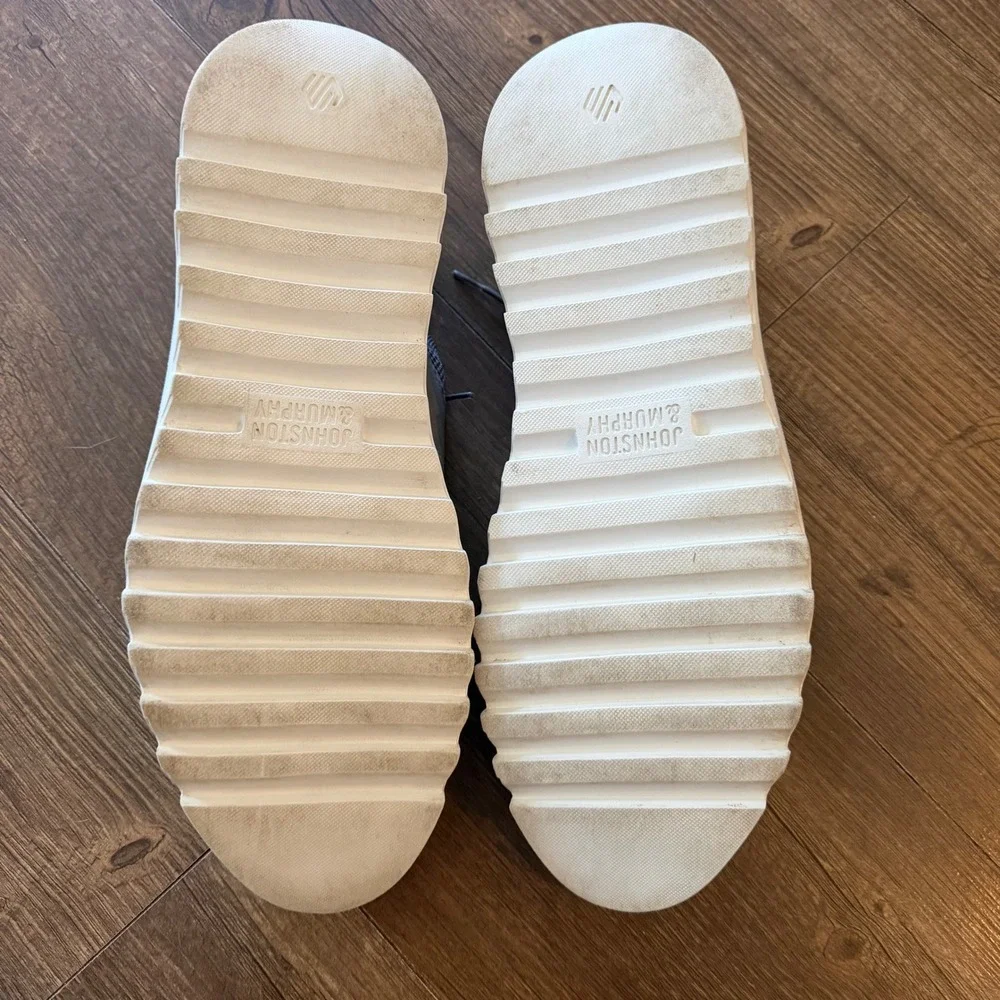 Johnston & Murphy Wingtip Oxford Shoes Mens 13 Gray Knit Leather Hybrid TruFoam